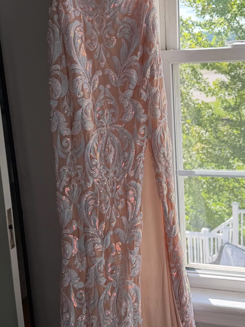 Windsor Sequin Embroidered Blush Prom Gown
